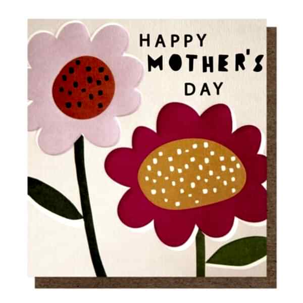 Mothers Day card with pink flowers on