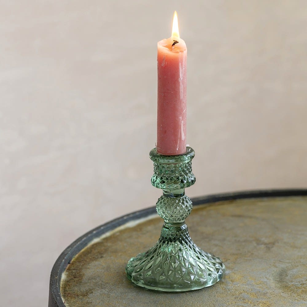 glass candlestick green candlestick holder